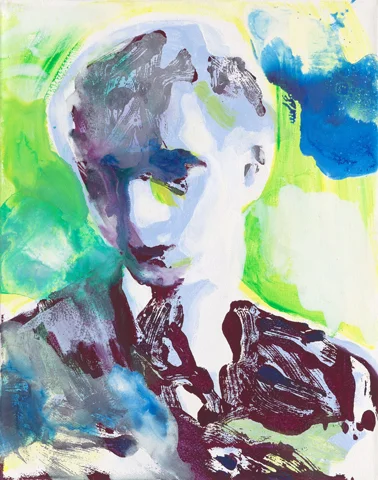 Hans Castorp | Tusche, Acryl und Druck auf Leinwand | 50 x 40 cm
