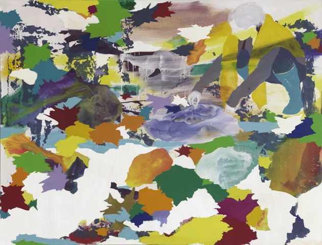 Sucheinstellungen | Tusche, Acryl, Linoldruck und Öl auf Leinwand |160 x 210 cm