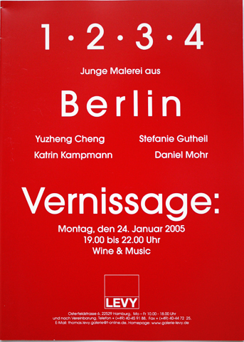 1•2•3•4 - JUNGE MALEREI AUS BERLIN publ. Thomas Levy Galerie, Hamburg 2005 Katrin Kampmann – 1•2•3•4 von Alexander Sairally zur Ausstellung "1•2•3•4 – Junge Malerei aus Berlin" Galerie Levy, Hamburg 2005 ... zum Katalogtext