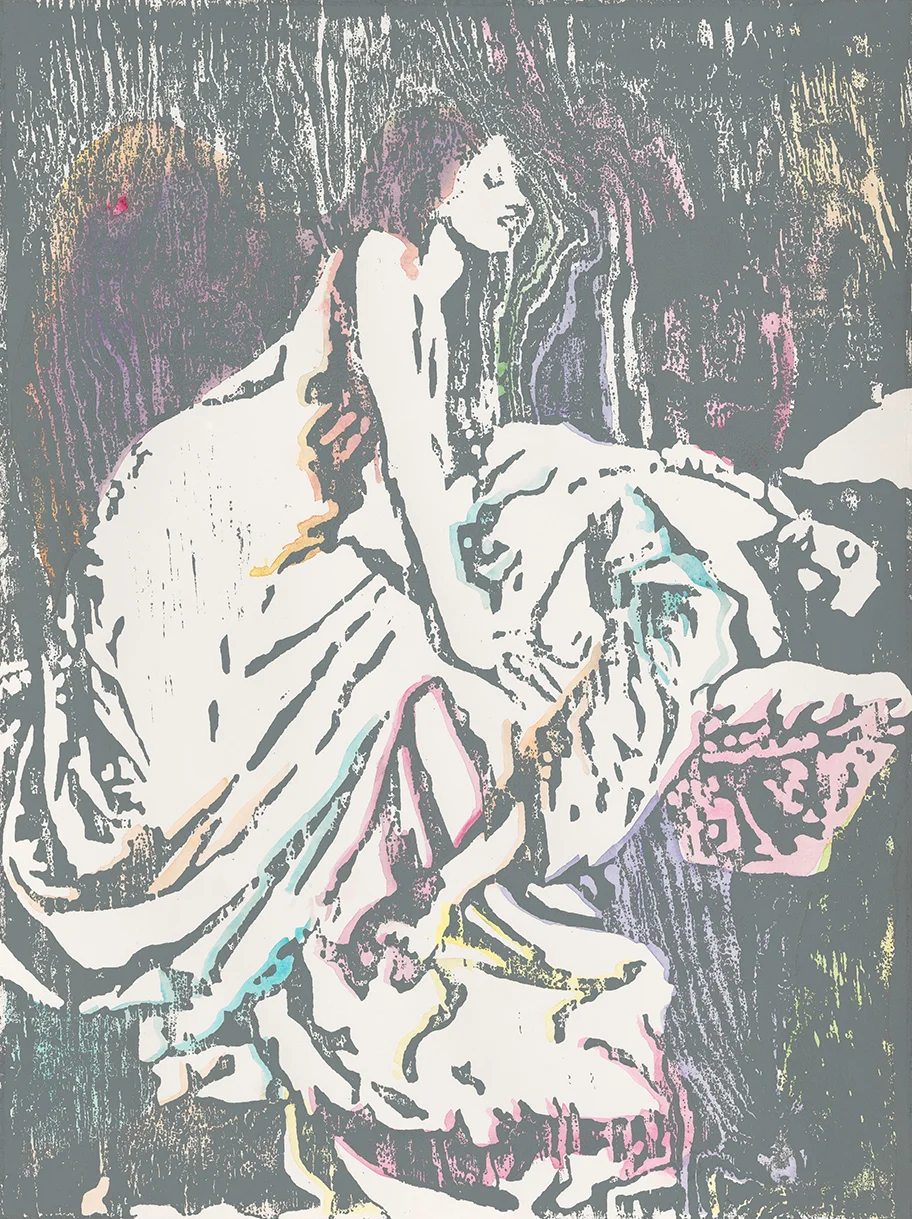 The Vampire #1 | Aquarell und Holzdruck auf Büttenpapier | 61 x 46 cm