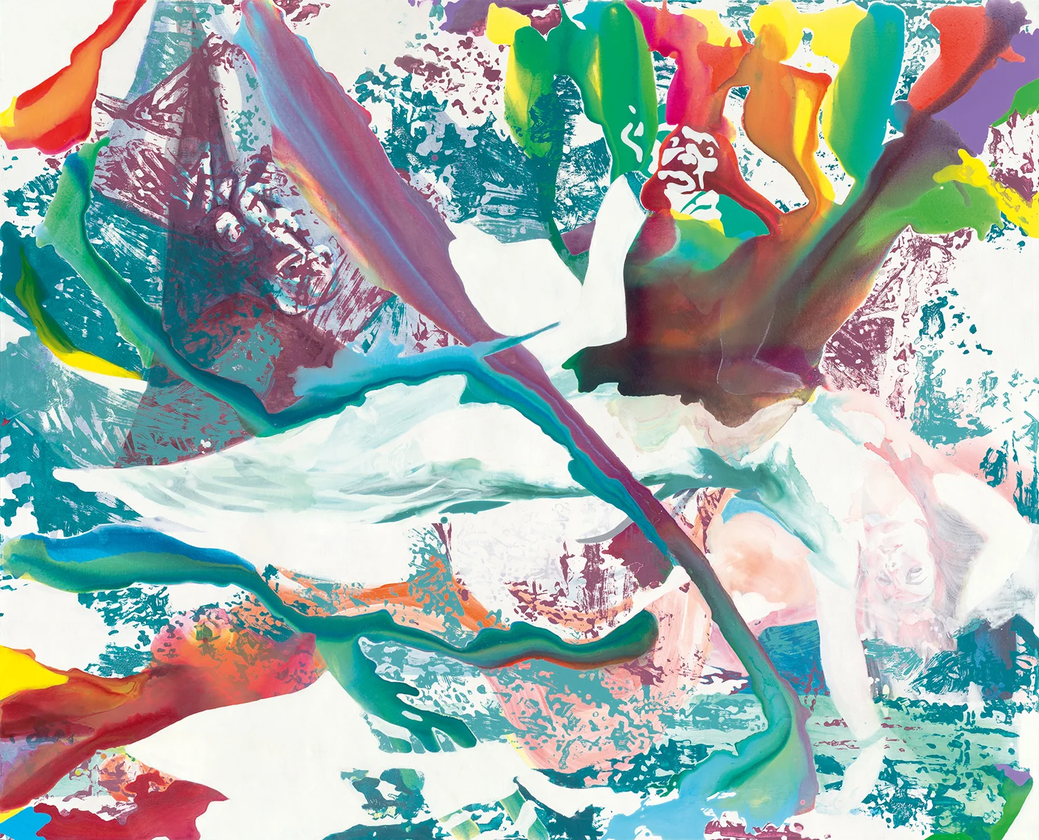 Nachtmahr | Tusche, Acryl, Öl und Linoldruck auf Leinwand | 180 x 220 cm 