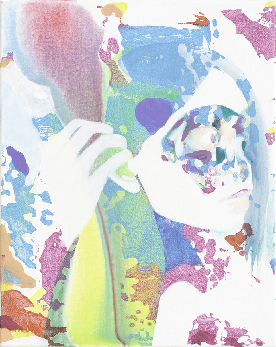   Chatterbot  | Aquarell, Tusche, Acryl und Linoldruck auf Leinwand | 50 x 40 cm 