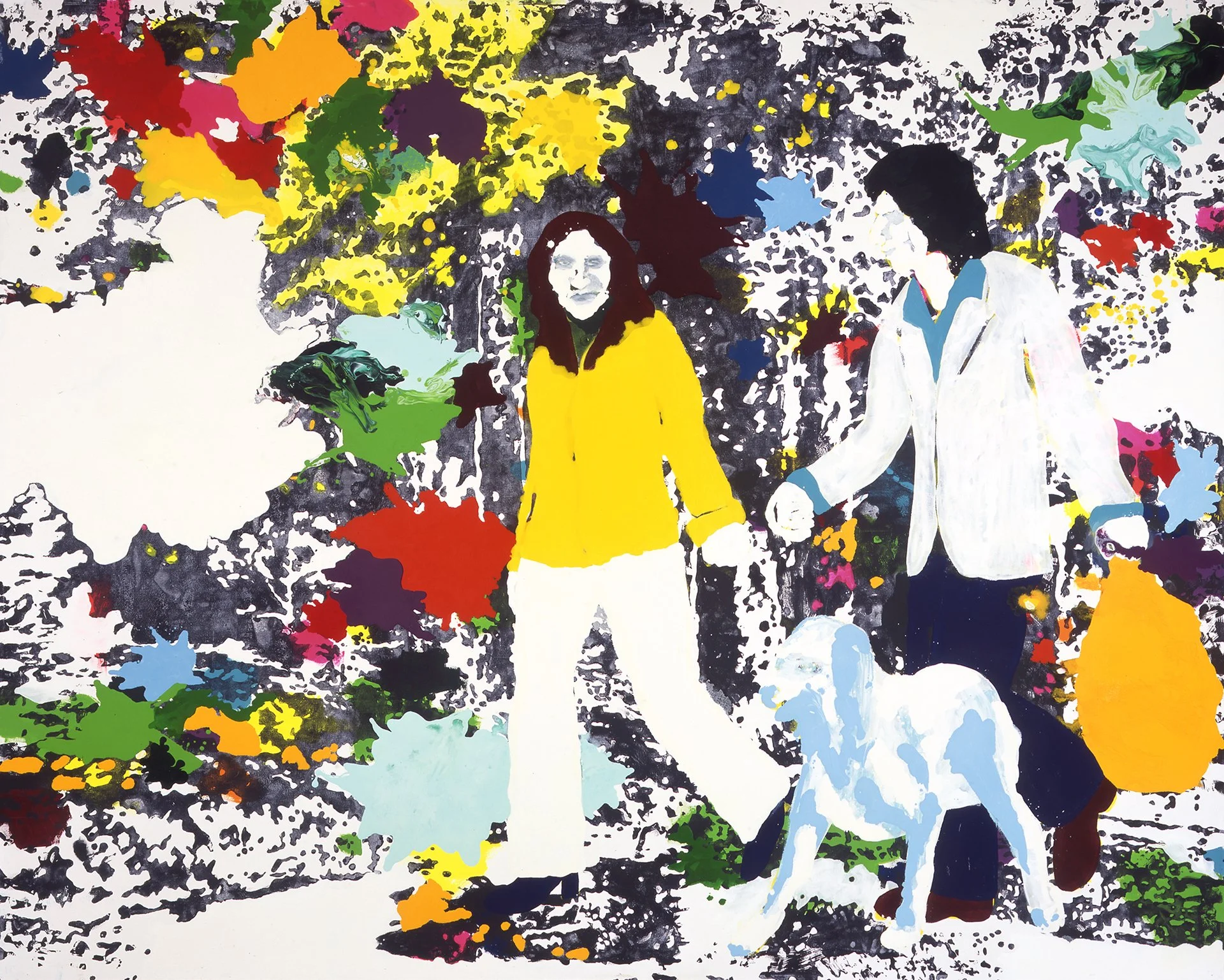   "Auf und davon" &nbsp;| 2006 | india-ink, acrylic, linocut and oil on canvas | 200 x 250 cm 