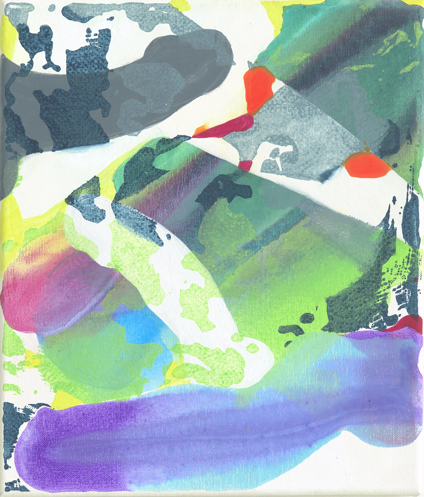 „Dickstraction“ | 2019 | Tusche, Acryl und Linoldruck auf Leinwand | 35 x 30 cm