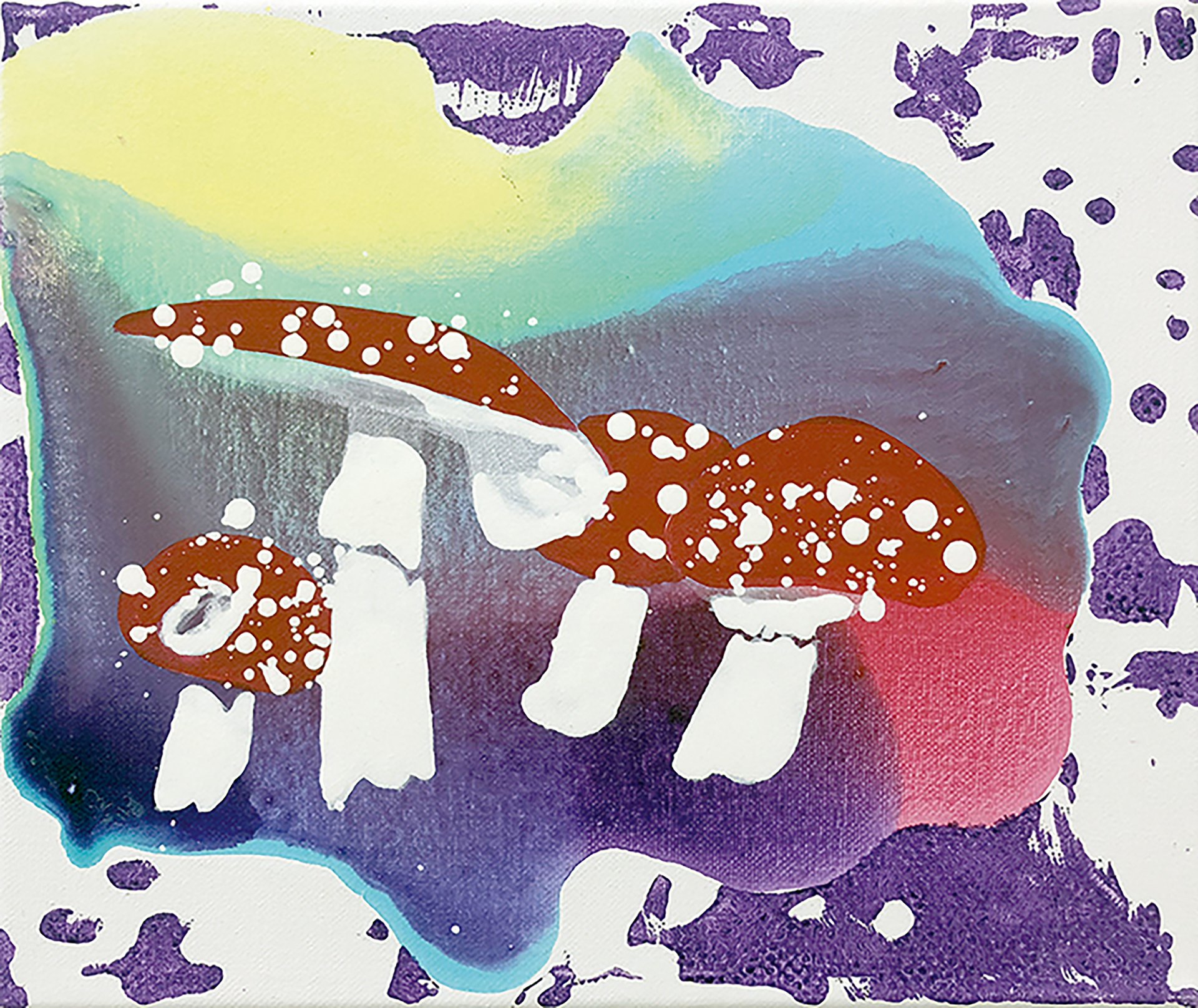 „Till Sunbeams Find You“ | Tusche, Acryl, Linoldruck und Öl auf Leinwand| 25 x 30 cm