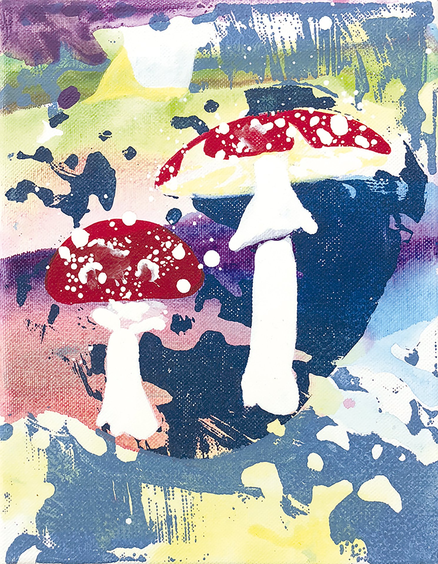 „We’ll Both Forget The Breeze“ | Tusche, Acryl, Linoldruck und Öl auf Leinwand | 25 x 20 cm