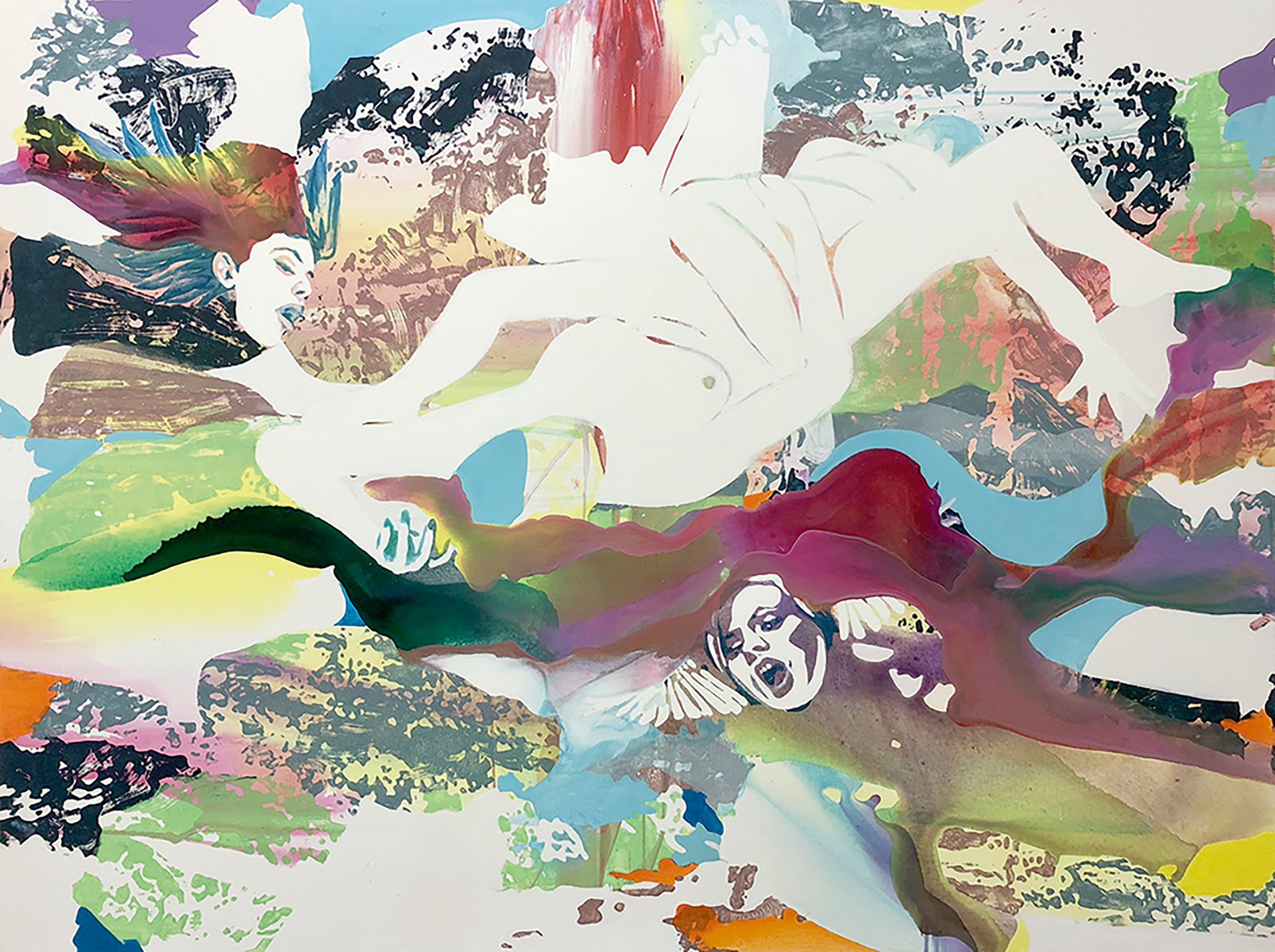 „Die Never = Nevers" | Tusche, Acryl, Linoldruck und Öl auf Leinwand | 150 x 200 cm