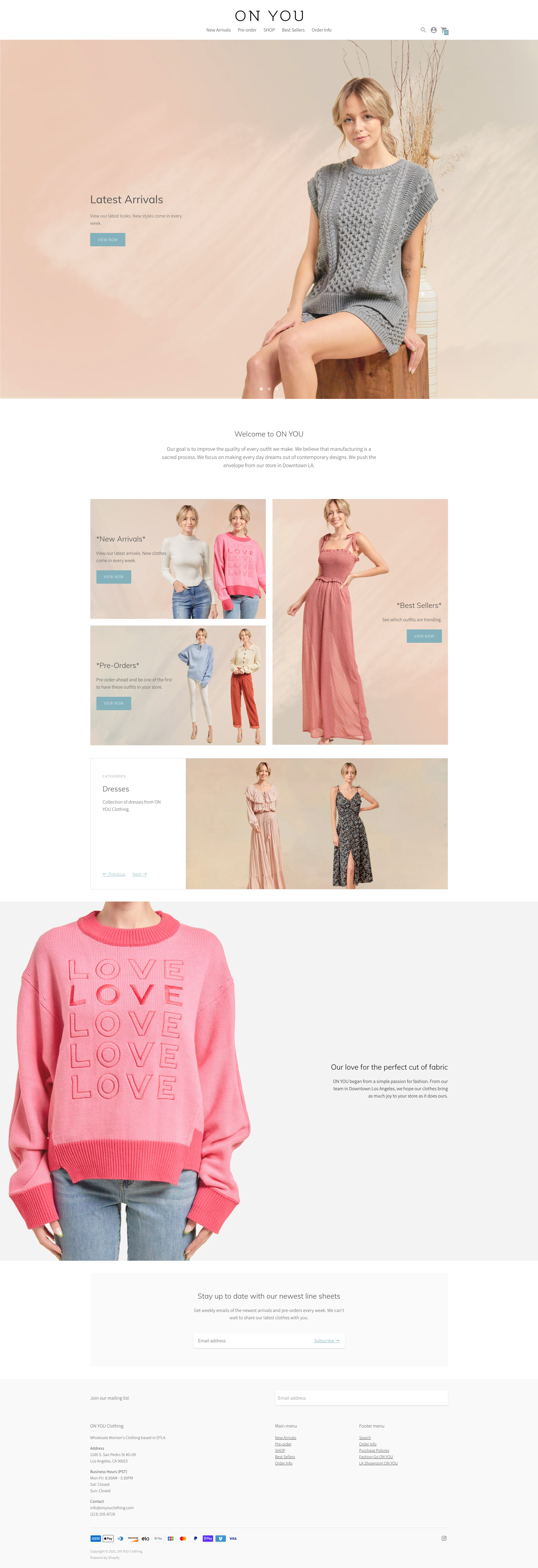 On You Clothing website launch