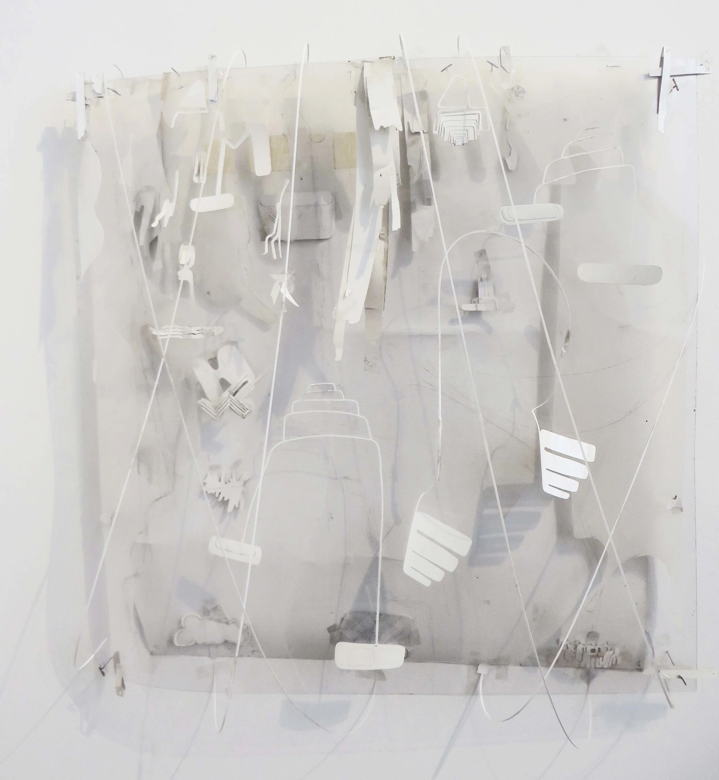  Steven Thompson PRTS PR MLLN: 2. Rattie Label 2014 plastic, tape, pins, and pencil dimensions variable 