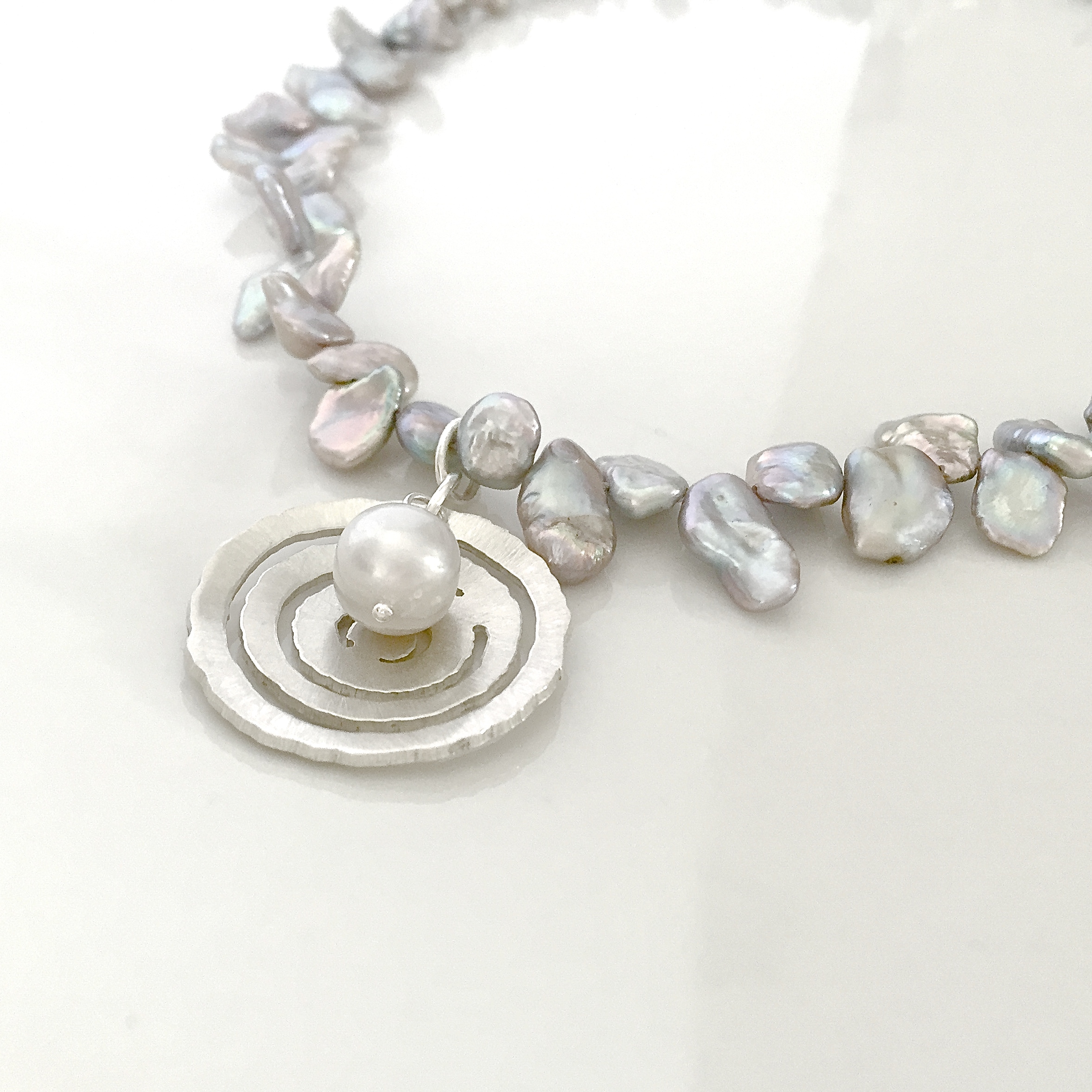 Silver Raindrop with Pearls