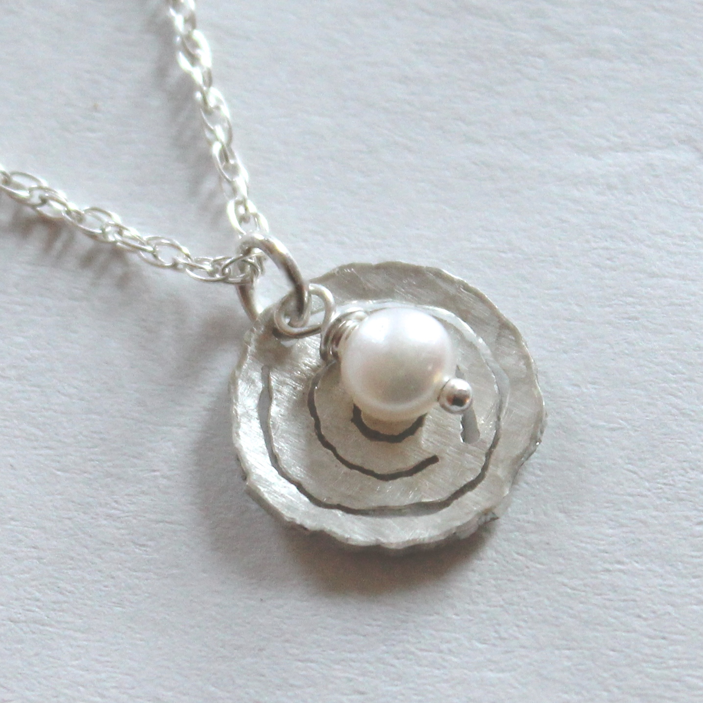 Raindrop Pendant in Sterling Silver and Pearl