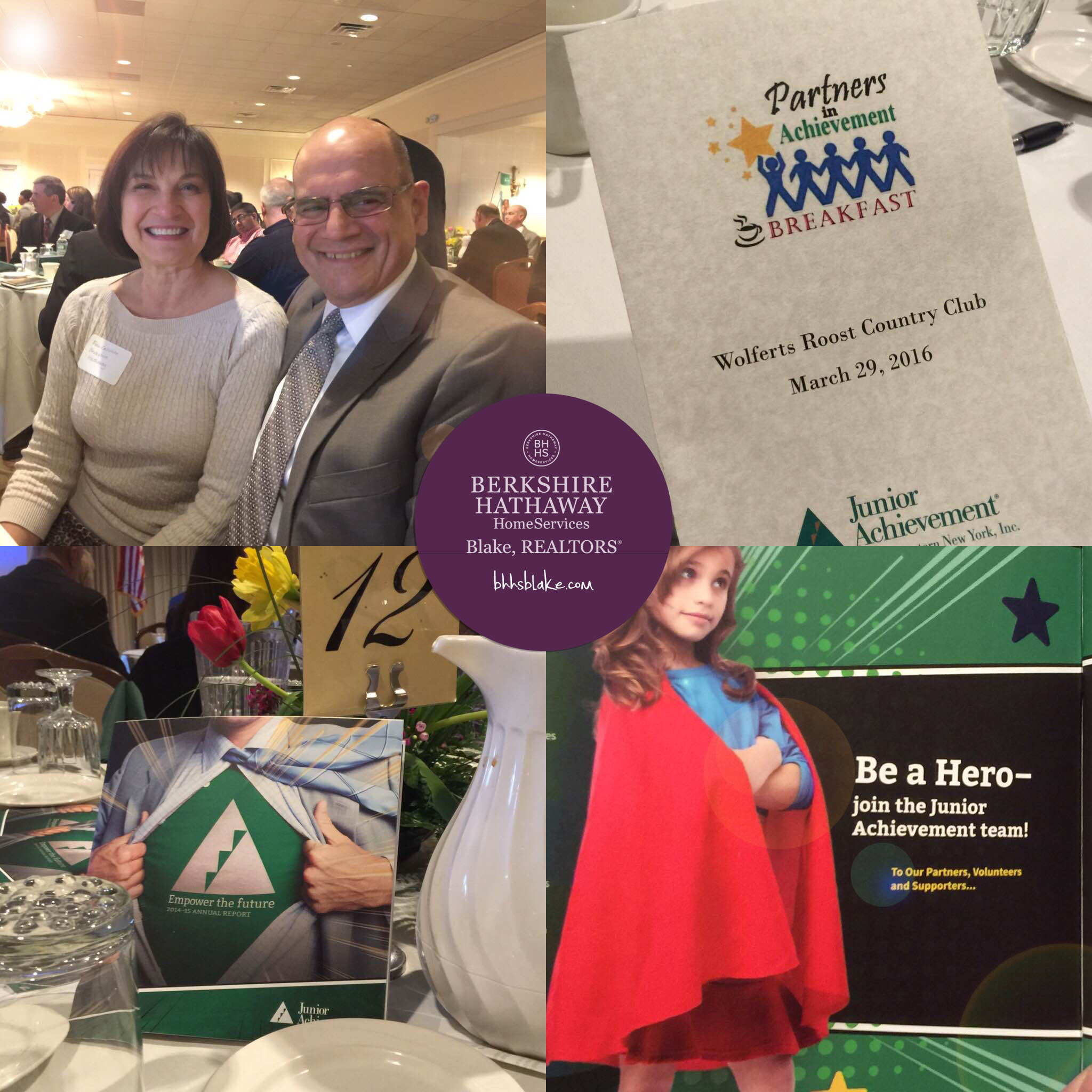 Partners in Achievement breakfast at Wolferts Roost Country Club. Board member and Commercial Division Richard Ferro and 2016 Berkshire Hathaway HomeServices Blake Realtor Galaxy Award Winner Fran Callahan.