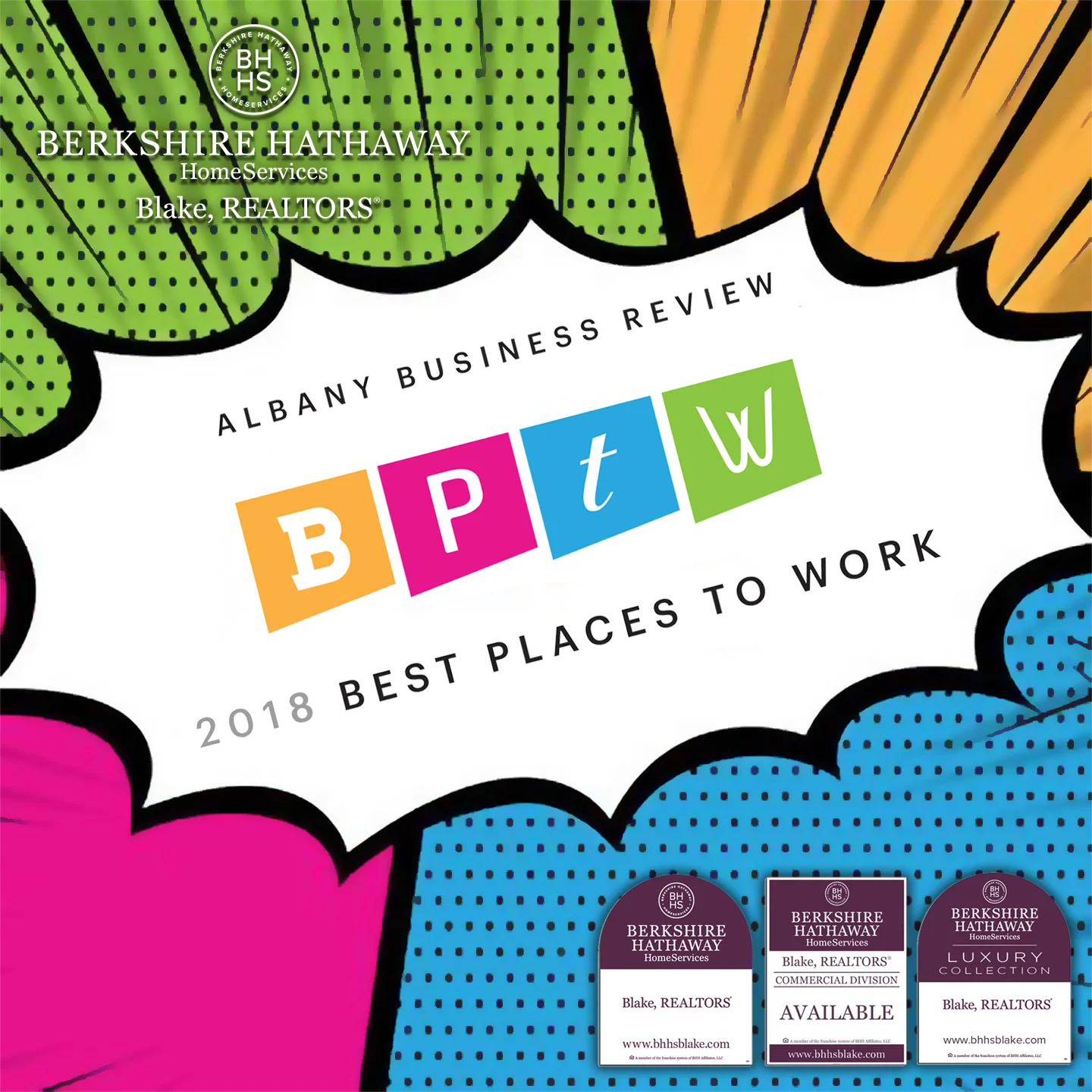 Berkshire Hathaway HomeServices Blake, Realtors named top workplace for 2018 by The Albany Business Review and a 2019 Top Workplace by the Times Union. Contact Lisa Roth lroth@bhhsblake.com to learn about a career with our firm.