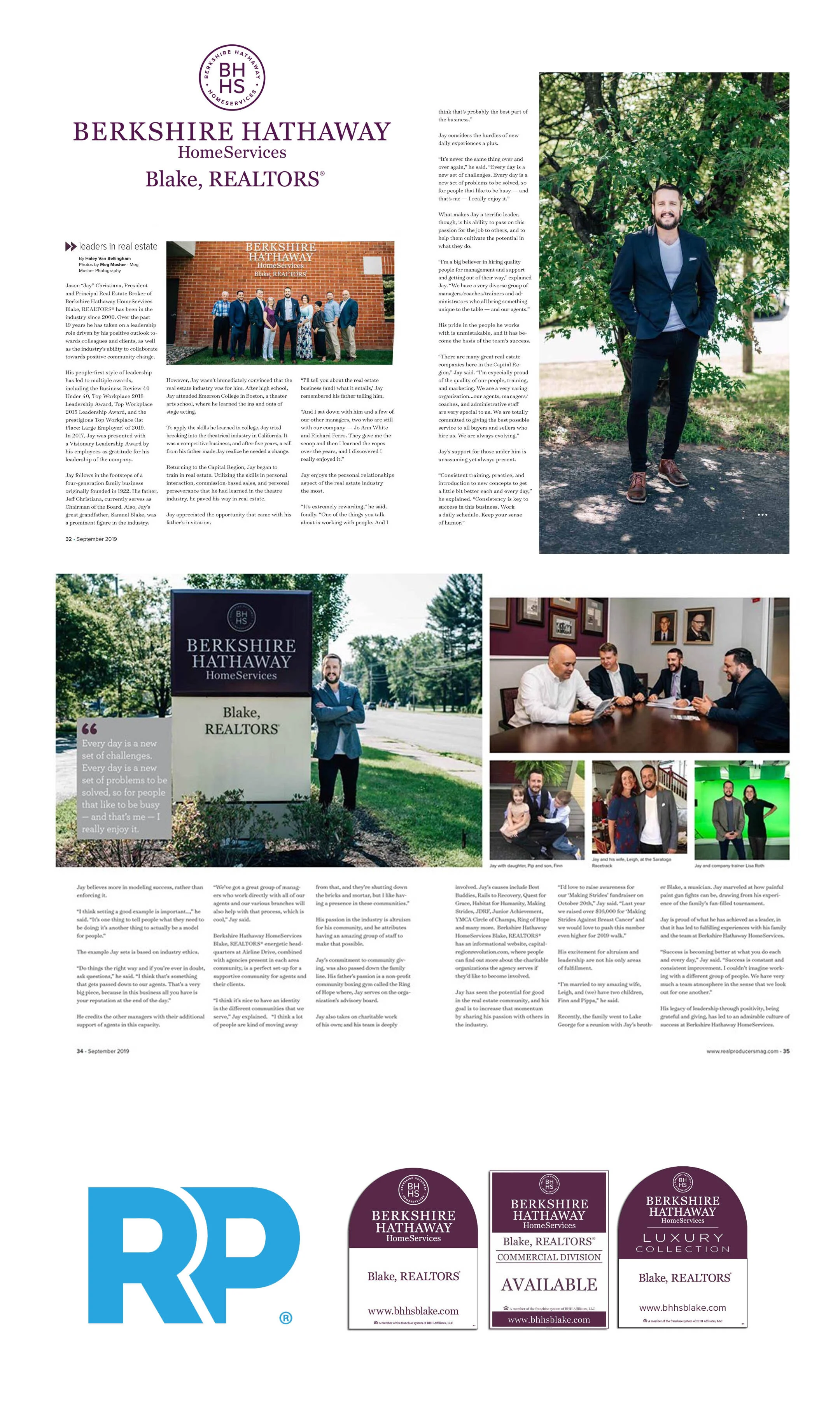 October 2019 “Leaders in Real Estate” Albany Real Producers Magazine.