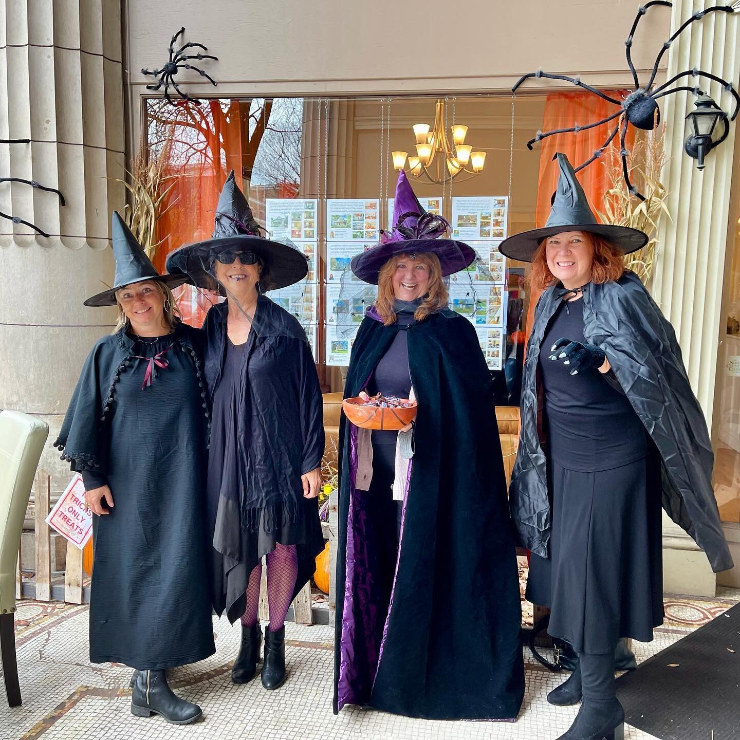 The wonderful #witches of #berkshirehathawayhomeservices #saratogasprings featuring (left to right) Kate Frost Mastrangelo, Jo-Ann White, Darlene Prince and Darlene Bower. #happyhalloween #saratoga #realtors #witchesofinstagram #witchesofeastwick