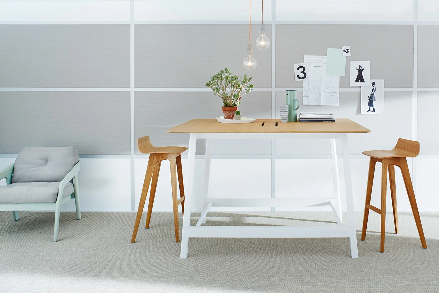Docks square high table with integrated power