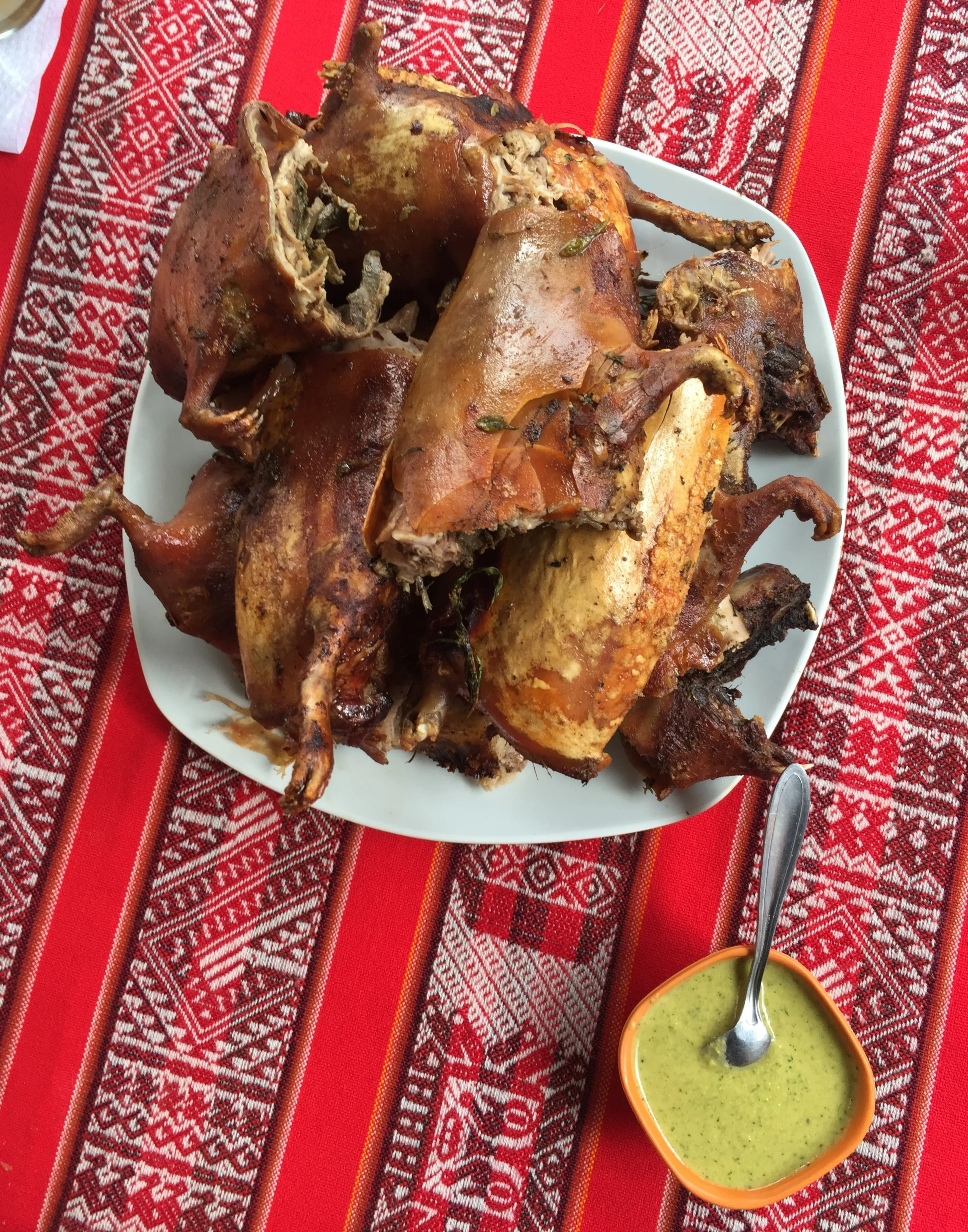 Freshly prepared deep fried Guinea Pig