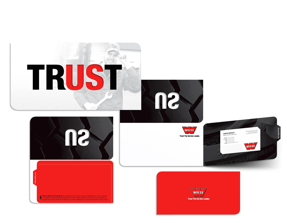 In this direct-mail program, Wiese Material Handling stressed the importance of trustworthy service in keeping forklifts, industrial vehicles, and warehouse equipment working right.