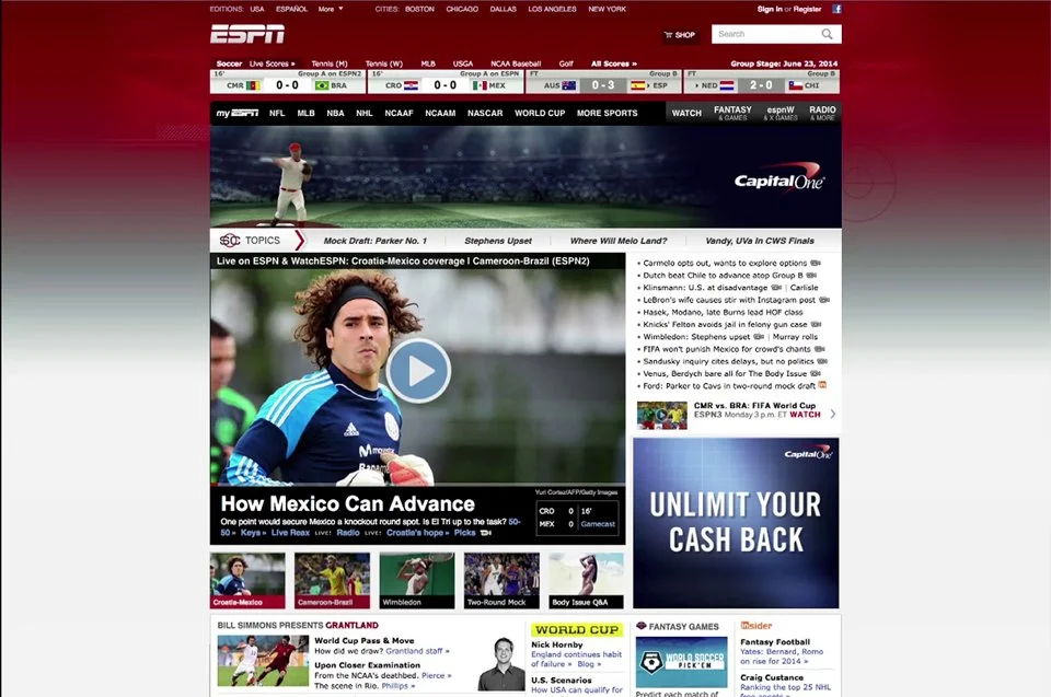 ESPN Homepage Takeover