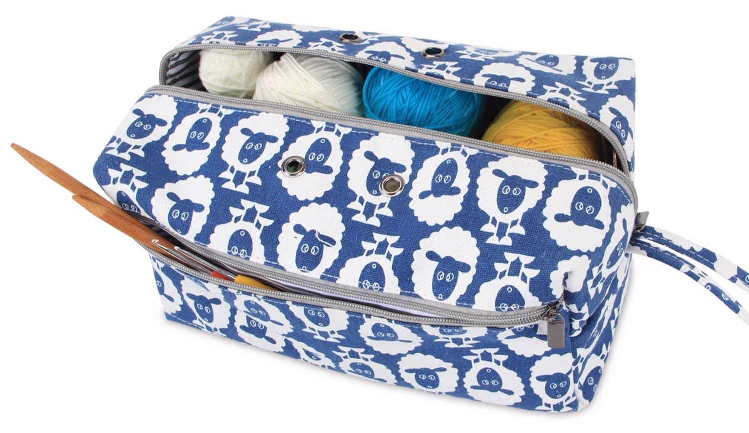 Knitting Wrist Bag Canvas Yarn Organizer Small Knitting Projects Bag Travel Size 