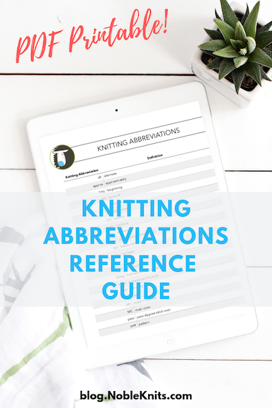 Knitting Abbreviations