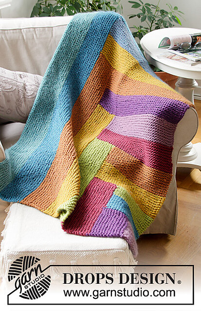 Blanket patchwork knitting pattern bed spread in Aran or DK. Cottage look.