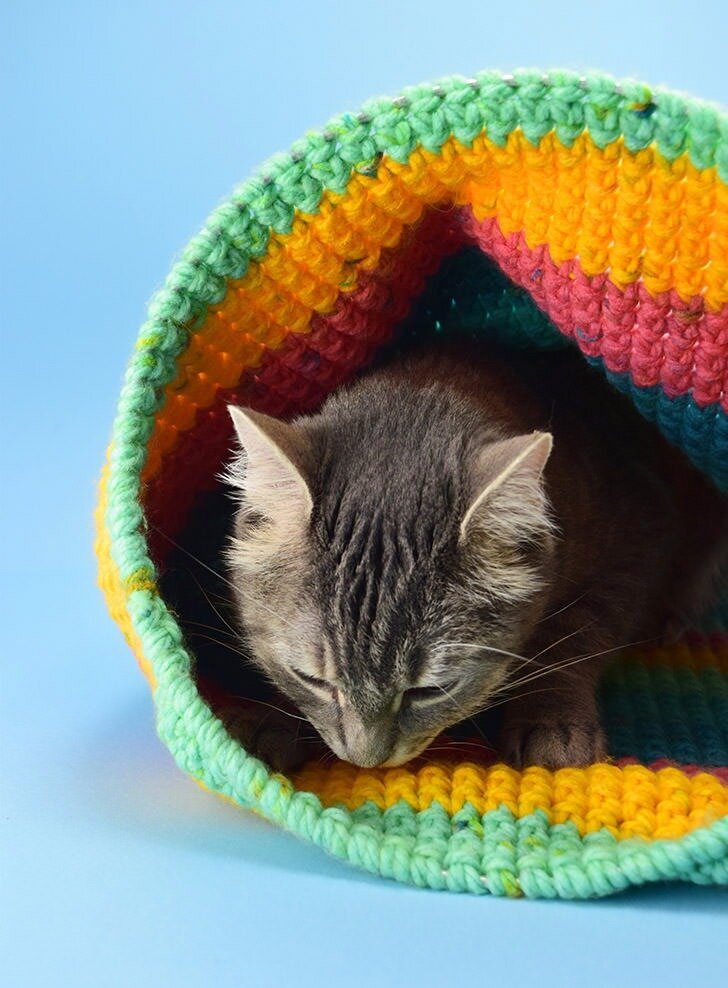 Project Update: Super Bulky Crocheted Cat Bed with Bernat Blanket Big Yarn