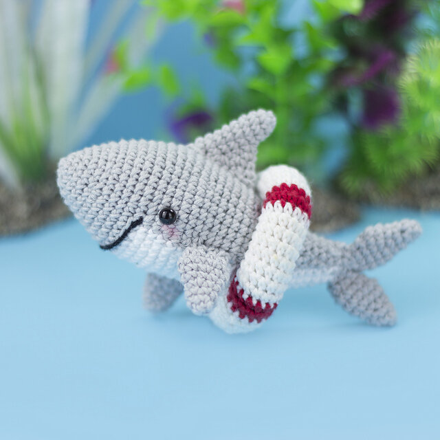 Crocheted Mini Shark Amigurumi Cute Pocket Sized Stuffed Toy Knit 