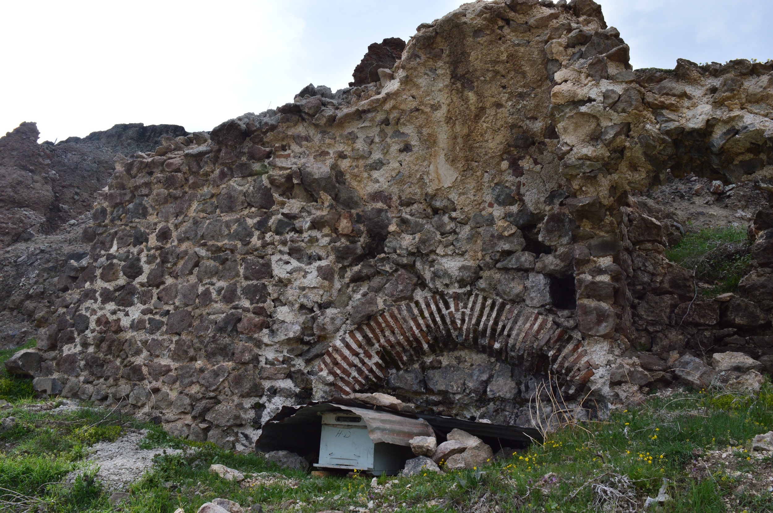 A barely-recognisable church in Mazgirt. A beekeeper has set up shop here. 