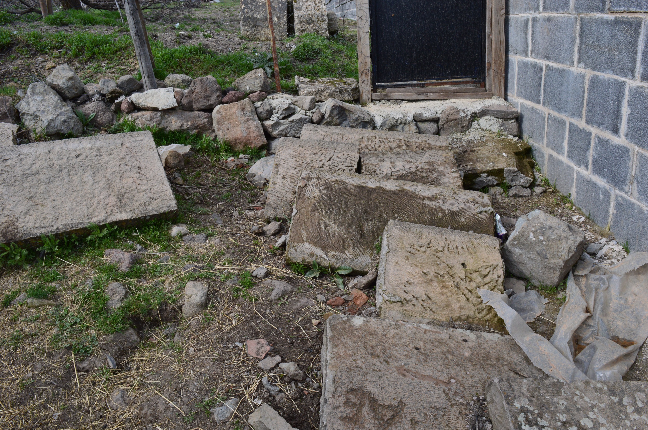 Unused stones in the mosque's backyard. 