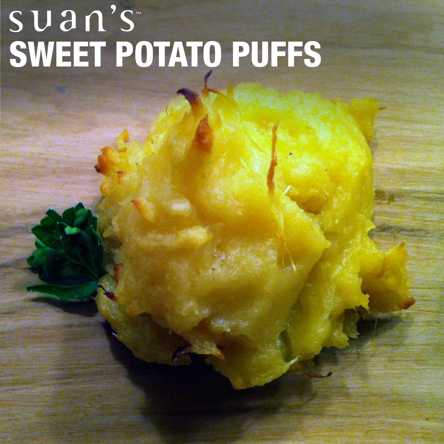 NOTE: Suan used a Japanese Sweet Potato for the puff in the photo, thus the light color. They are very sweet, but a regular sweet potato would be just as fabulous.