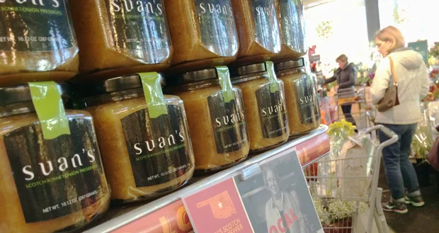 Suan’s jams and preserves are on display inside a Whole Foods in Oklahoma City. (Photo by Brent Fuchs)