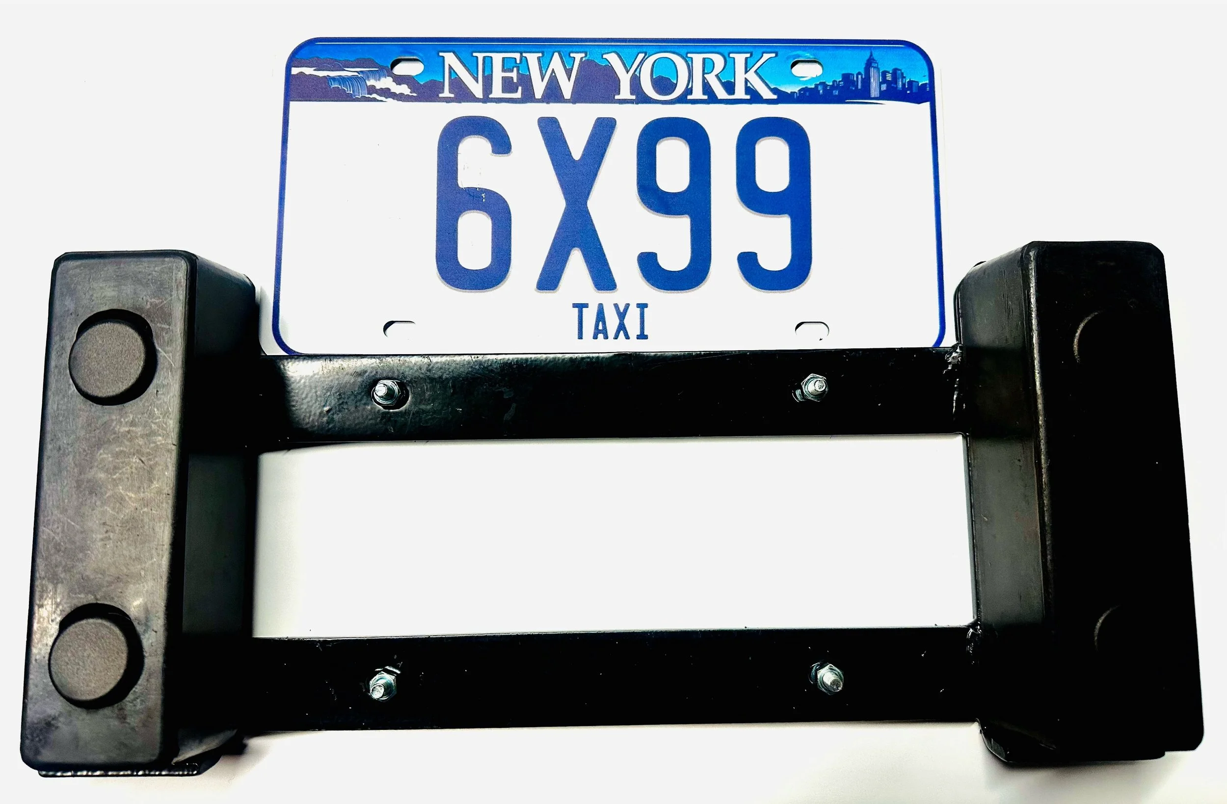 Heavy Steel License Plate Frame Bumper Protector Holder - Universal Fit, Black, Powder-Coated (Hardware Not Included)