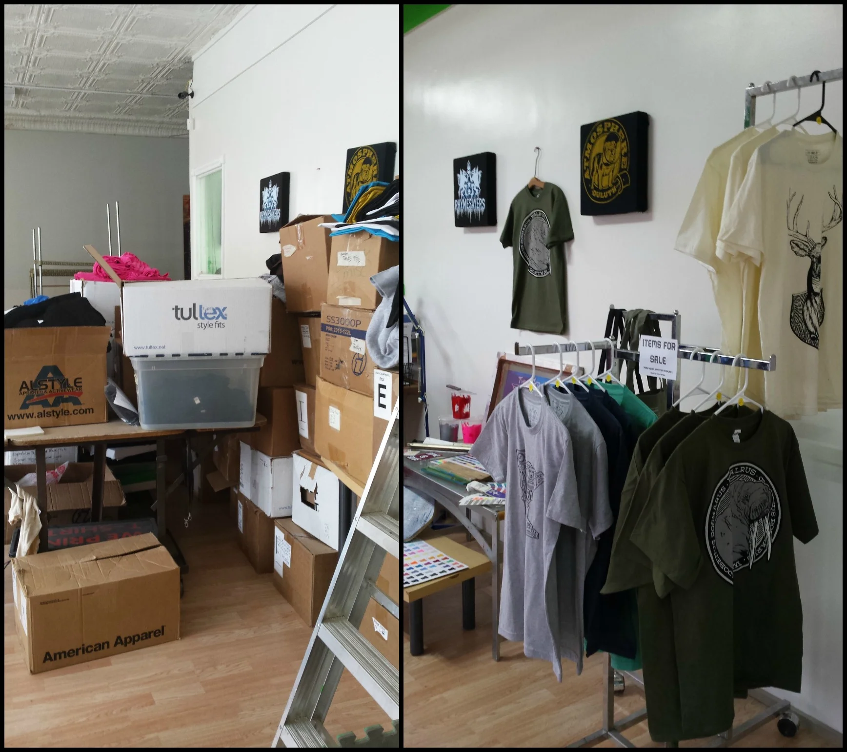 STORE FRONT BEFORE (USED AS STORAGE AREA) AND AFTER (ACTUALLY FOR CUSTOMERS!)