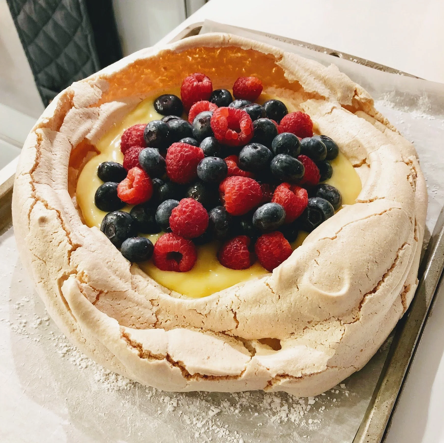  Lemon and berry pavlova.  