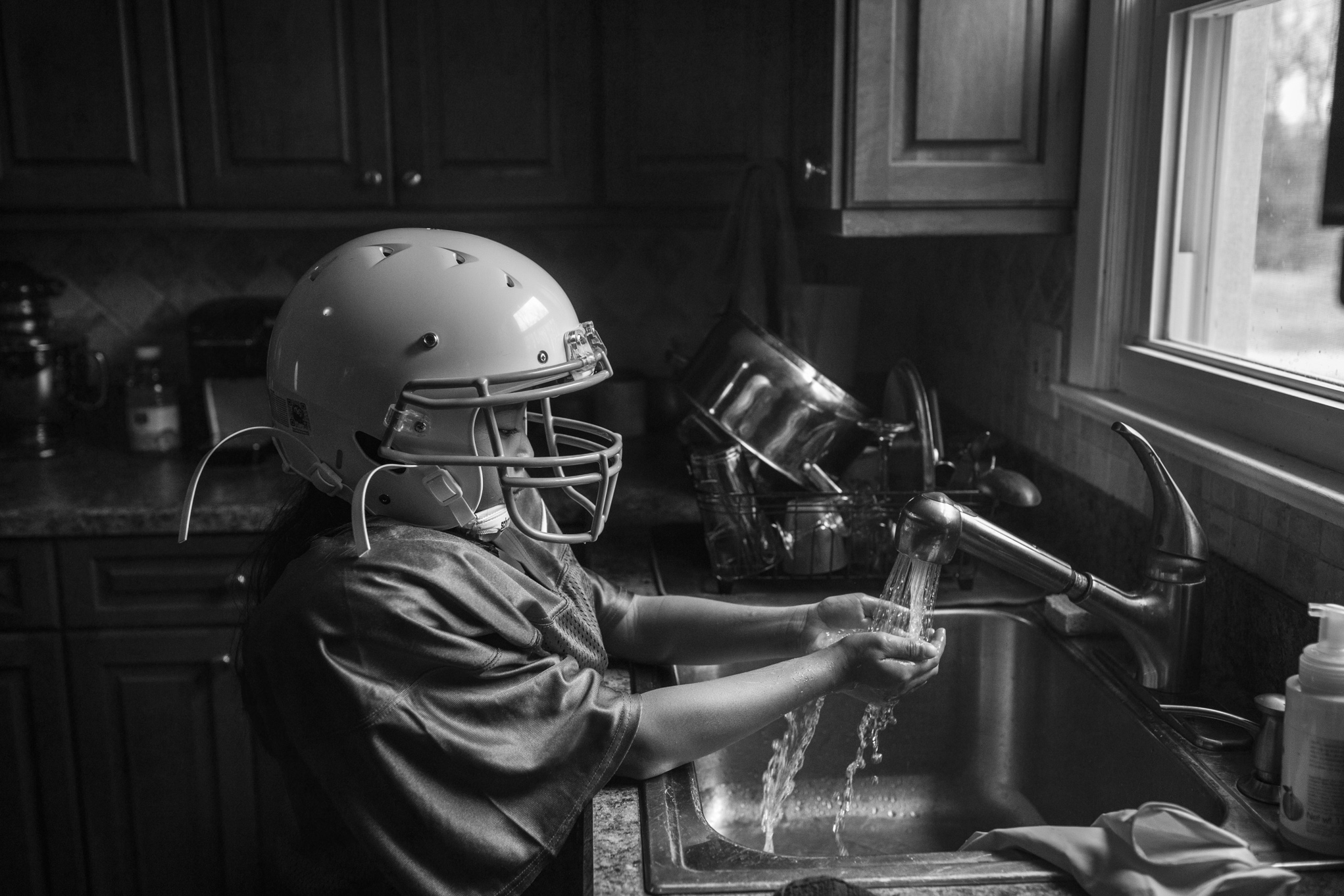 Even football players need clean hands. 
