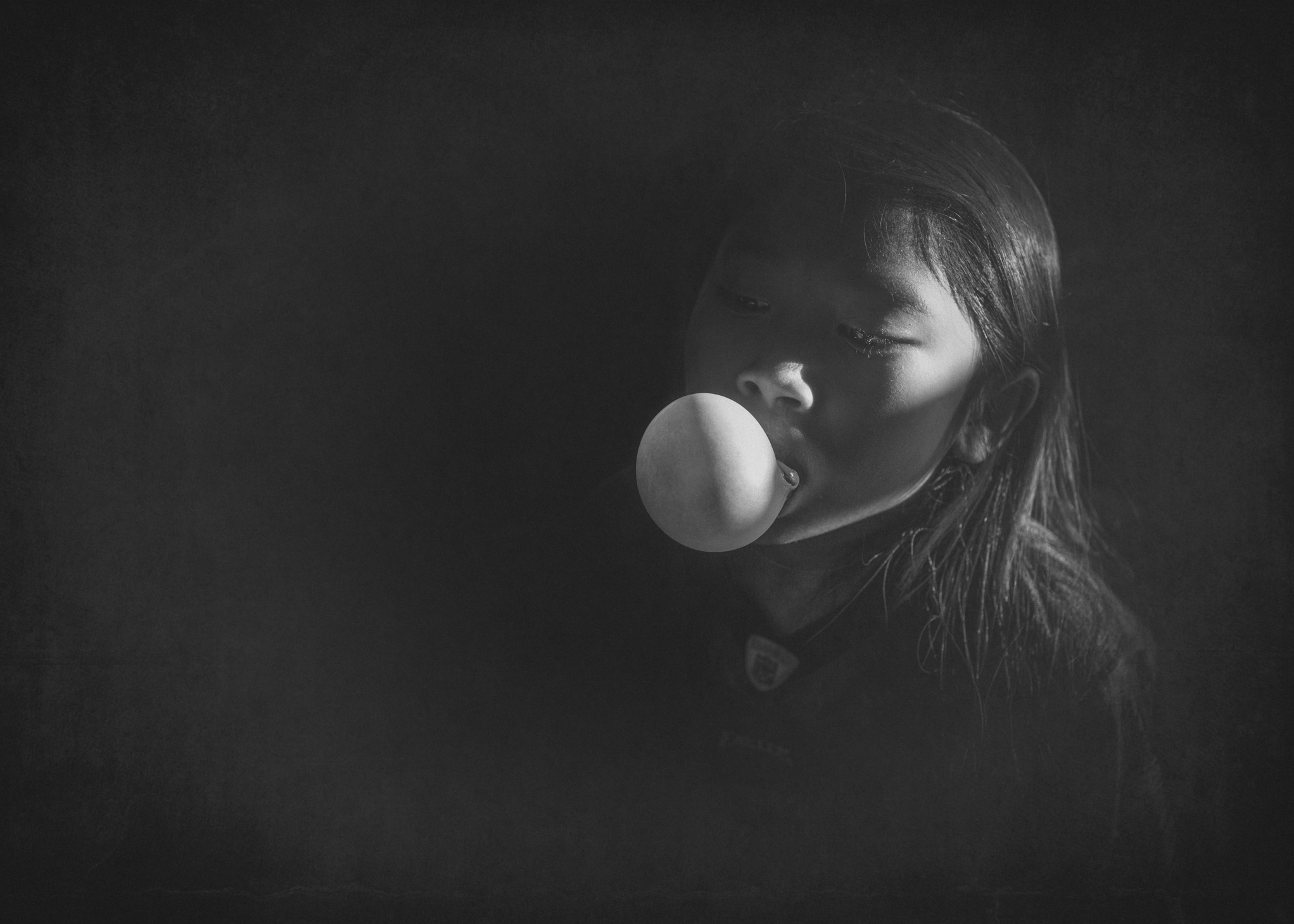 One of her first big bubbles ! 