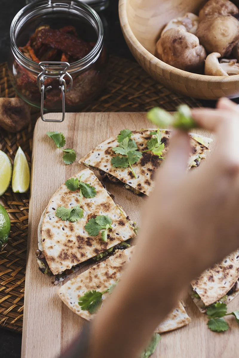 Black Bean & Avocado Quesadillas with Grilled Shiitake — Cocoon Cooks