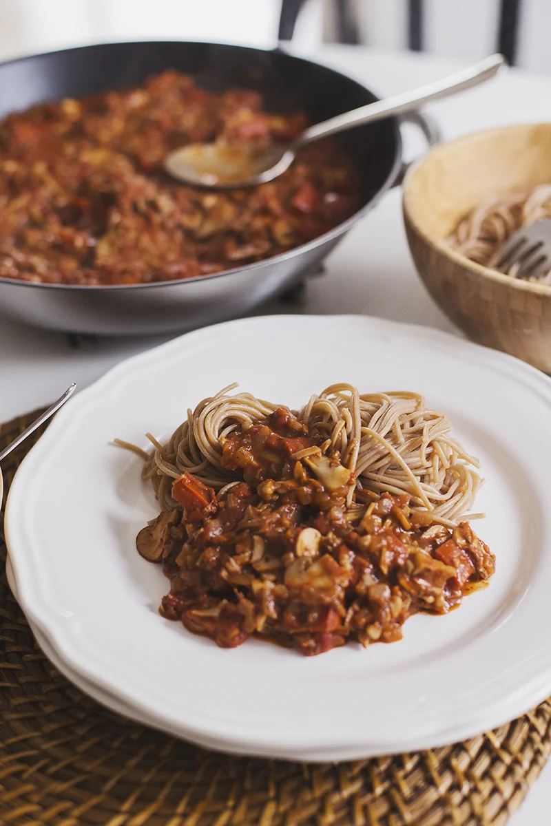 Mushroom & Walnut Spicy "Bolognese" — Cocoon Cooks