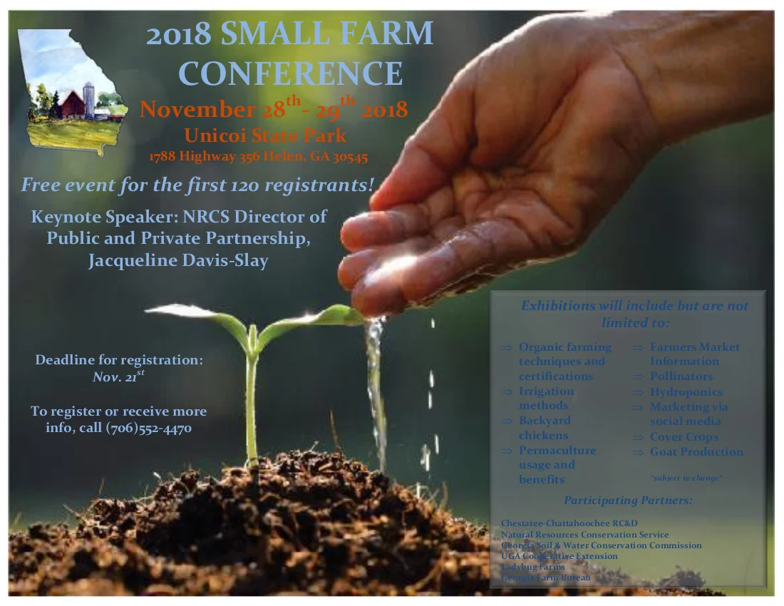 Chestatee-Chattahoochee RC&amp;D in partnership with Georgia Soil &amp; Water Conservation Commission to host small farm conference at  Unicoi State Park