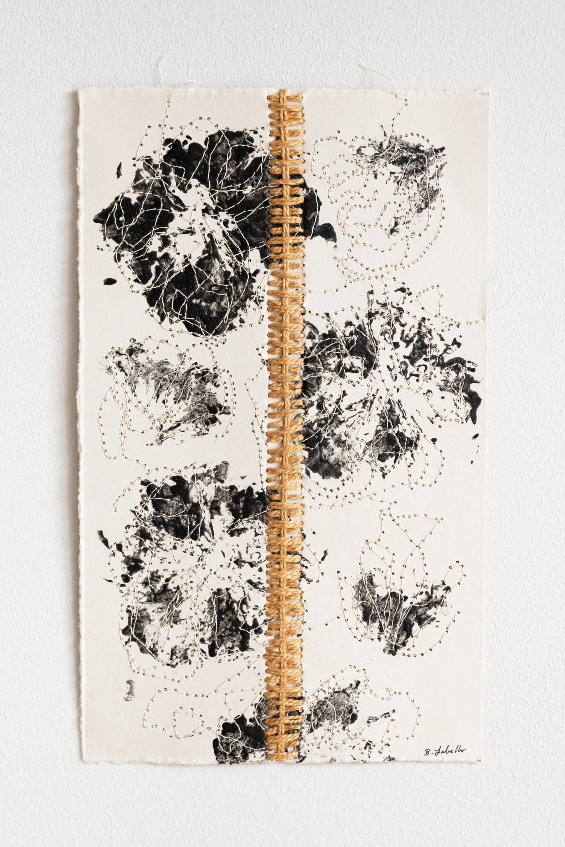  Camellia, No. 1 , 2025
 
Pigment & thread on paper
 
 4.75" x 7.875" 