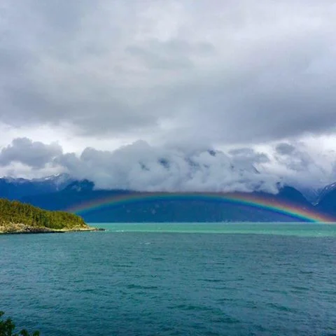 Rainbows on the Passage. Took this photo from my home in Viking Cove. August 2015