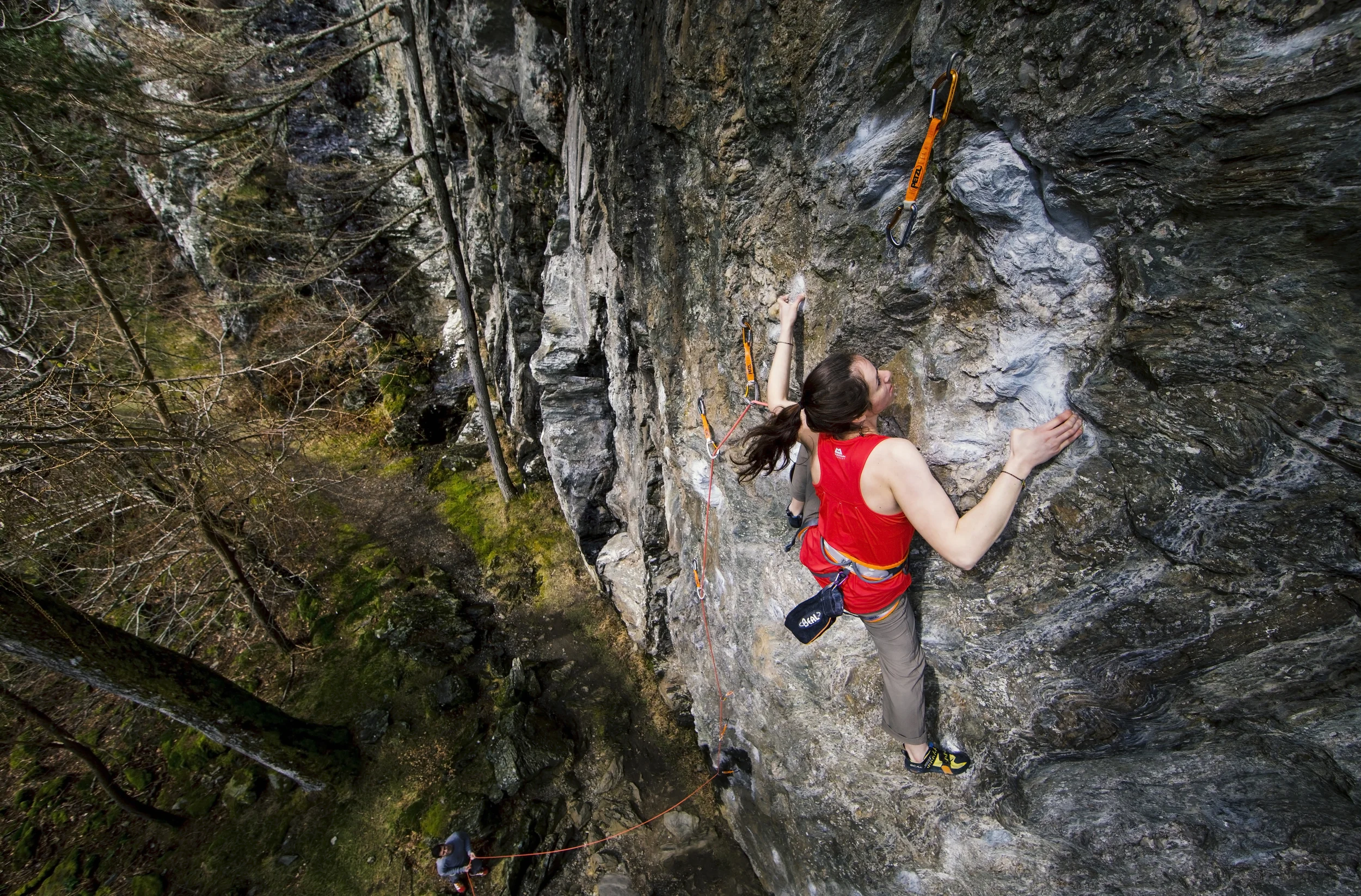 Natalie Berry on the classic 'Hamish Teddy's Excellent Adventure' at Dunkeld. Shot with Canon 6D + Canon 14mm f2.8 + LEE Filters 0.6 Soft Grad ND (held over lens!).