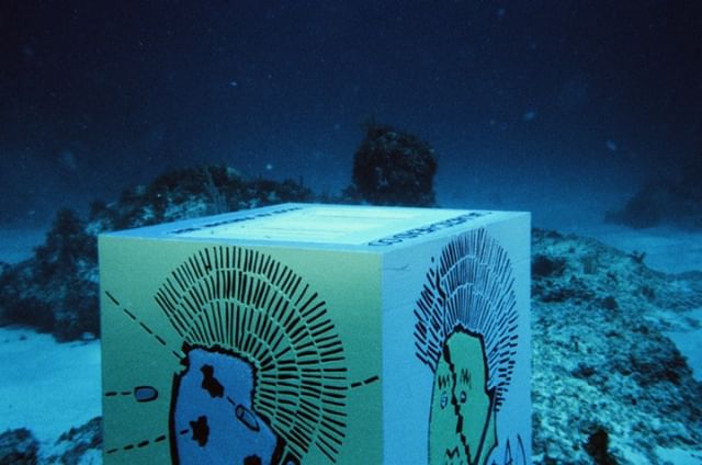 Get some #scuba gear and visit this #underwater art block on the bottom of the #ocean in the Bahamas. But you'll have to find it first... #35mm #lost