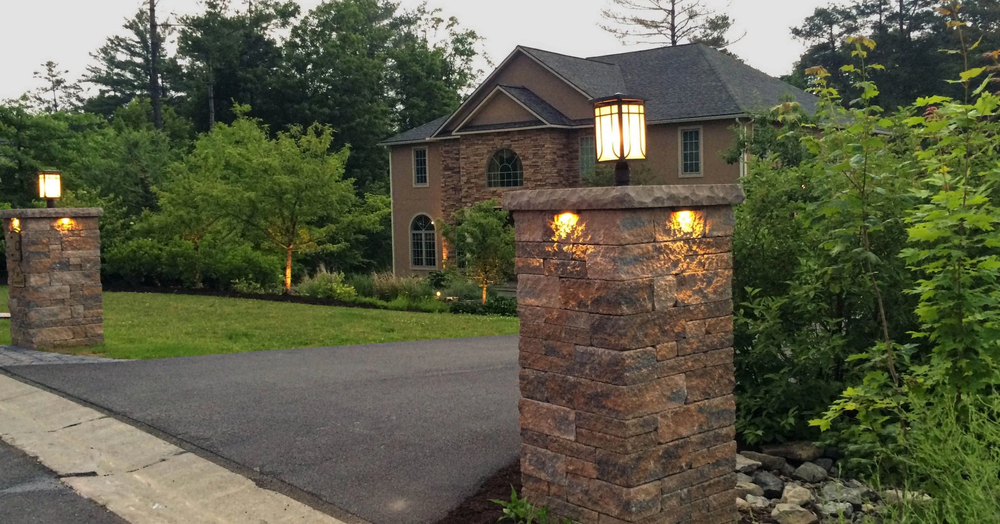 Outdoor lighting installation Syracuse driveway pillar post lights