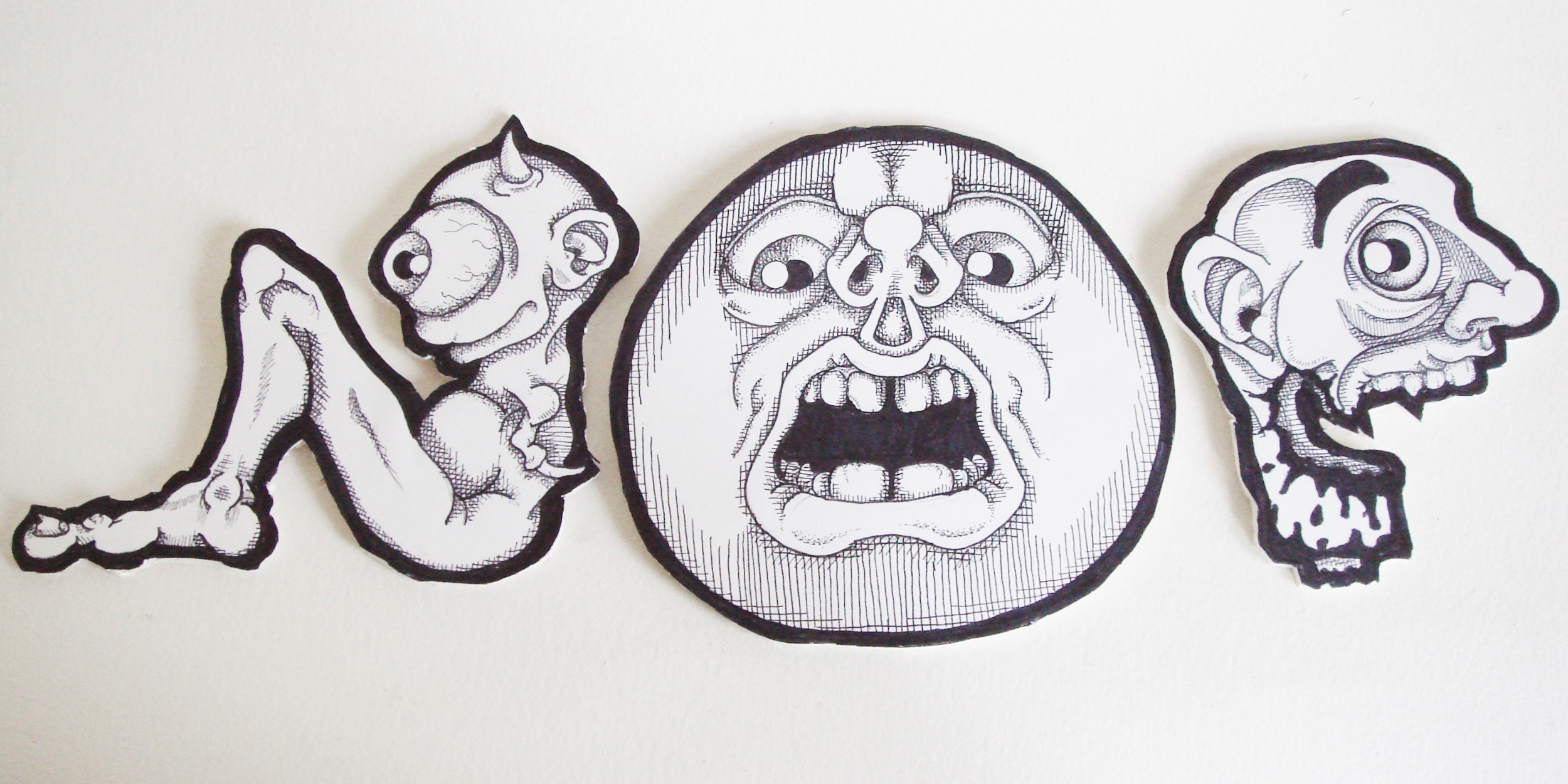 The letters N,O and P from the x420x show at Concertina Gallery (Chicago), February 2010