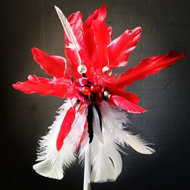 &amp; the #kachina #inspired #sculptures continue being made @ #alamedagallery #nativelove #feathers #glass #crochet #galore #hybrid #myths &amp; #creationstories