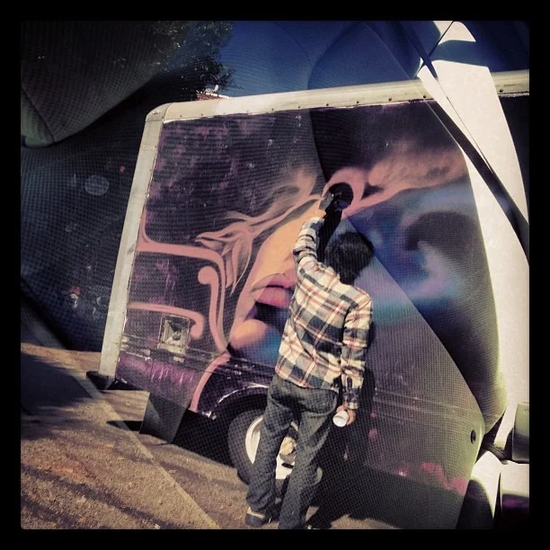 #beso #lips #progressshot @wercworldwide #atwork in the #mission #painting #artonwheels #beautiful #graffiti #love