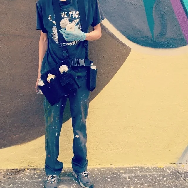 @w3rc with his #graffiti #werc #belt #cans with #wings #miamiartbasel #miamiartbasel2013 #potd