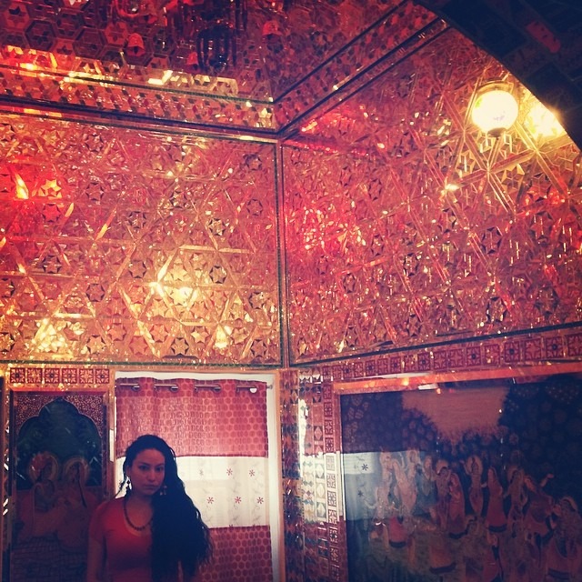 #magic #room #shiny #sparkling #galore #Hindu #art #sacred#geometric #patterns on #mirror #shrooms #Rajasthan #india